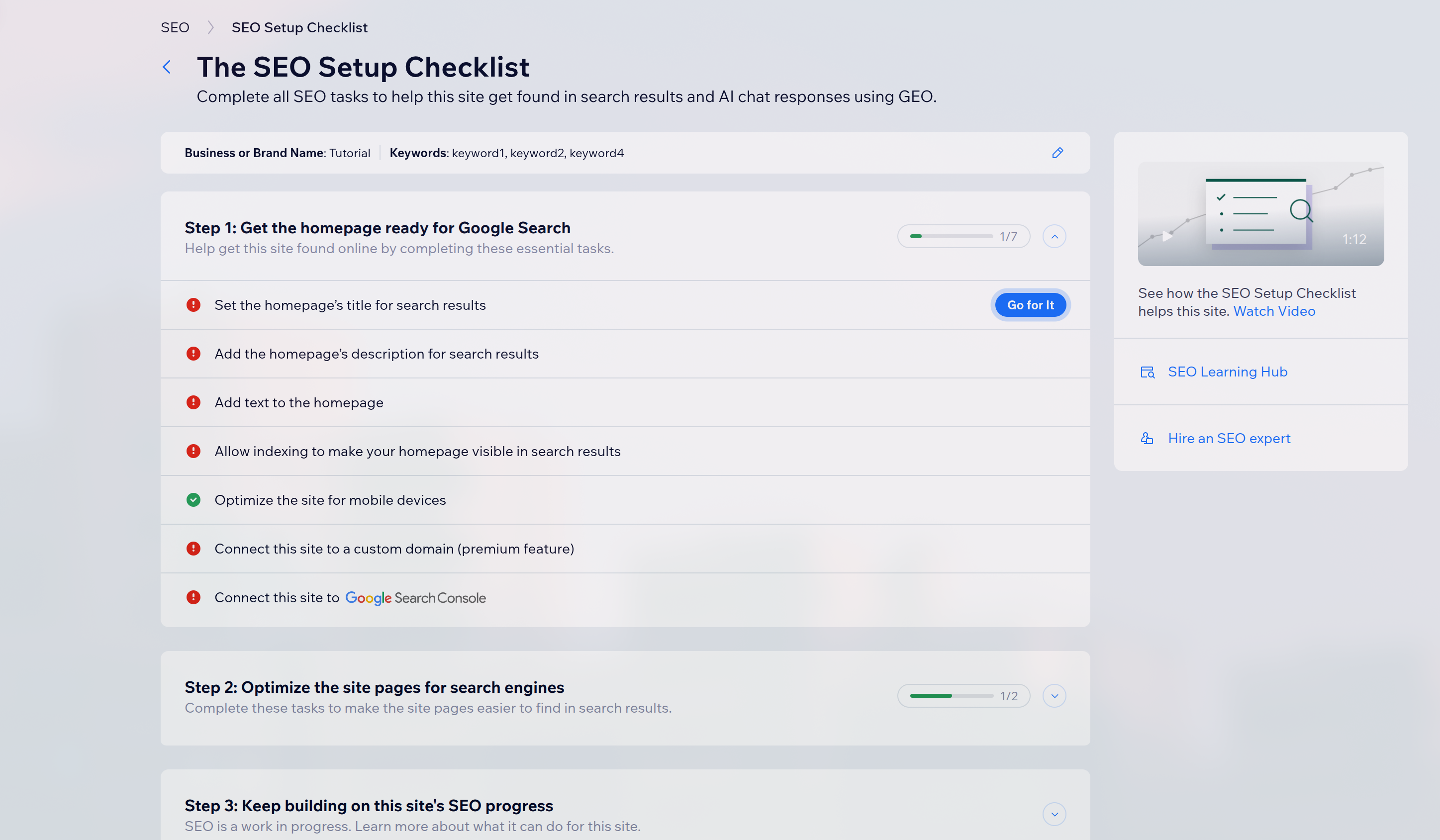 seo checklist